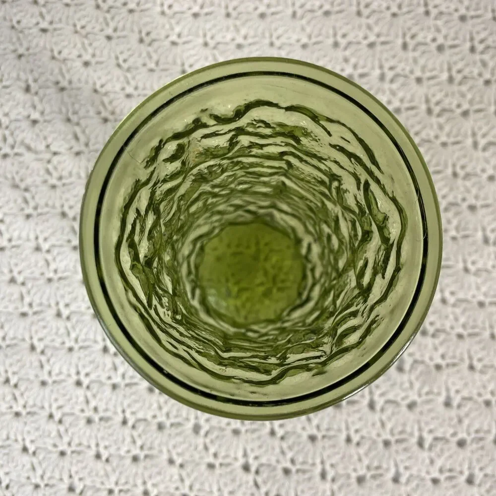 Brody Vintage Emerald Green Crinkle Glass Vase 8.5